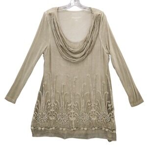 Soft‎ Surroundings Embellished Tunic Top Scarf Embroidered Silk Sequins Sz M